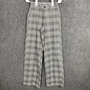 American Eagle Super High rise Baggy Wide Leg Pants Womens Size 000 Grey Plaid